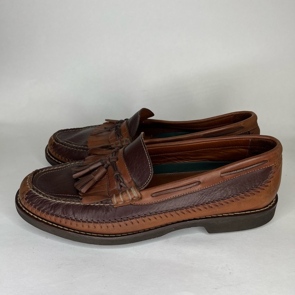 H.S. Trask Bozeman Tassel Moc-Toe Dress Loafer Two Tone Leather Mens Size 12M - Picture 3 of 15